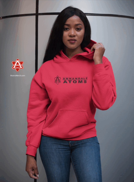 Annandale Atoms Logo and Text Hoodie - Red 02 Annandale Atoms Logo and Text Hoodie - Red 02