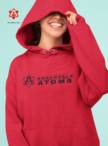 Annandale Atoms Logo and Text Hoodie - Red