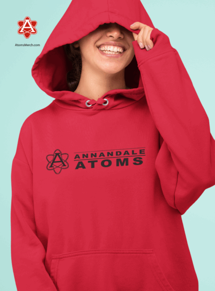 Annandale Atoms Logo and Text Hoodie - Red Annandale Atoms Logo and Text Hoodie - Red