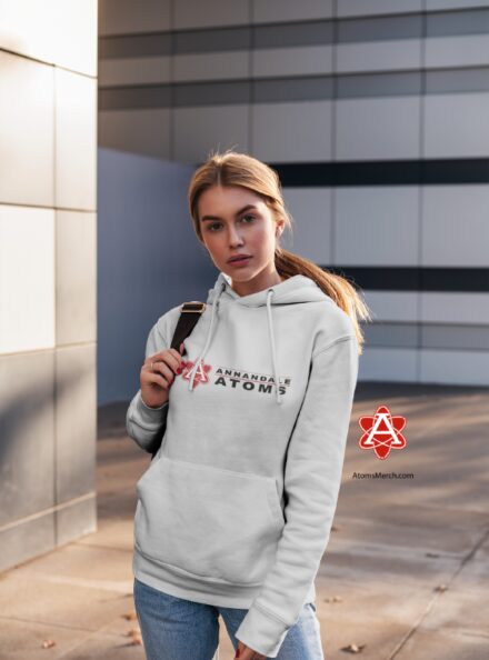 Annandale Atoms Logo and Text Hoodie White on F M Annandale Atoms Logo and Text Hoodie White on F M